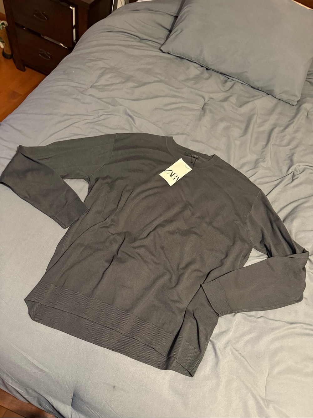 NWT ZARA Men's Crewneck Sweater in Dark Charcoal XL